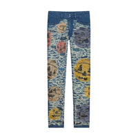 SS22 Josh Smith Halloween Pumpkin Boro Distressed Denim Jeans