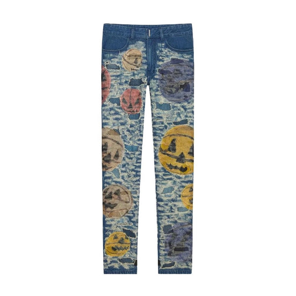 SS22 Josh Smith Halloween Pumpkin Boro Distressed Denim Jeans